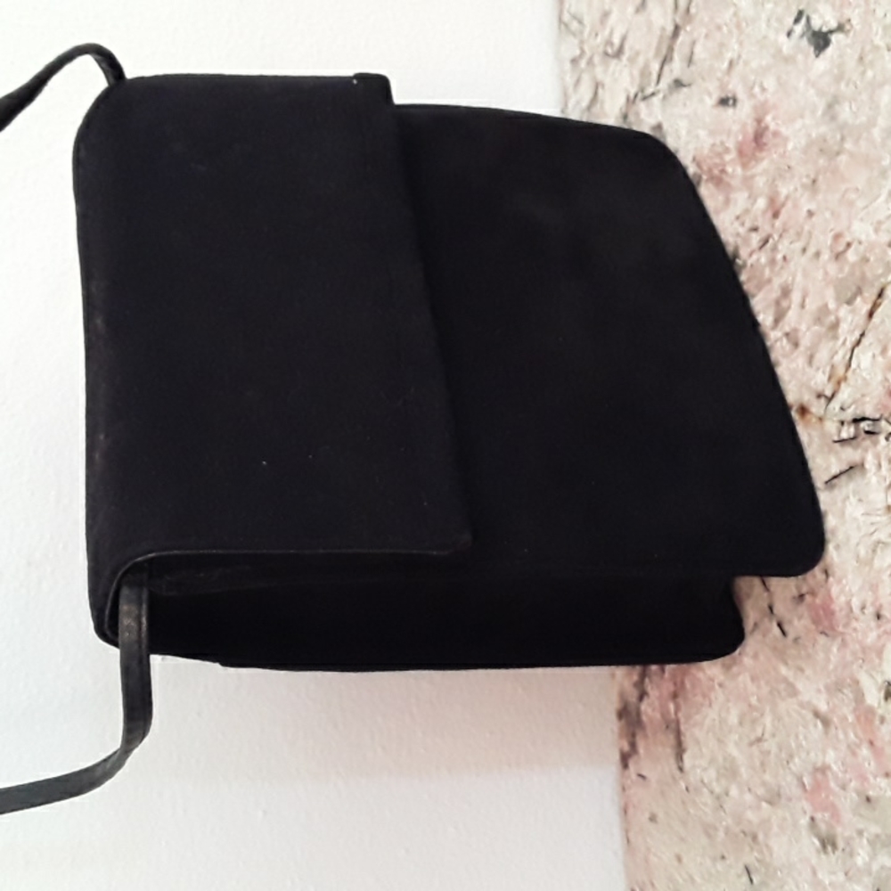 90s Nubuck Suede Crossbody/shoulder bag/purse , Black
